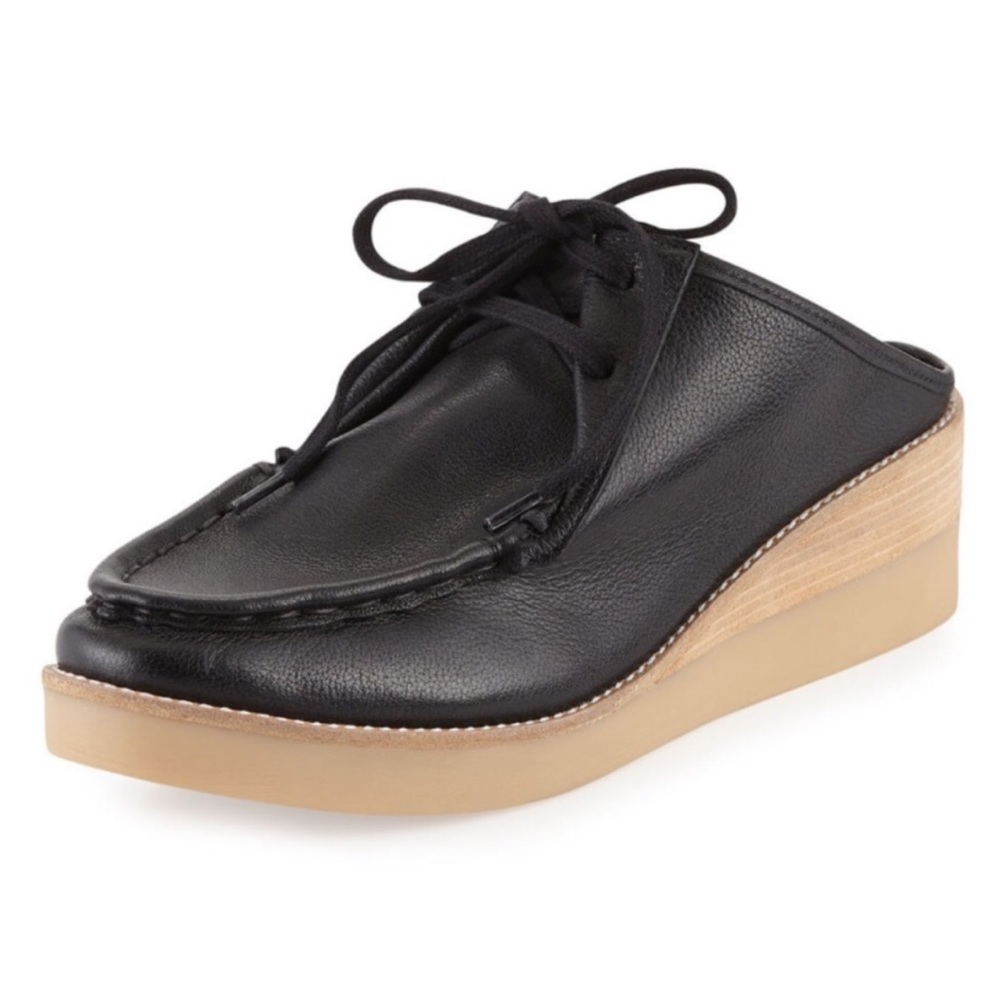 Derek Lam Black Leather Mules with Tan Sole